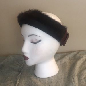 Velvet Fur and Satin Brown Vintage Hat
